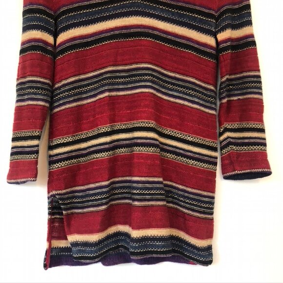 RALPH LAUREN JEANS CO LRL Red Navy Striped Cotton Linen 3/4 Sleeve Fall Sweater - Picture 3 of 7